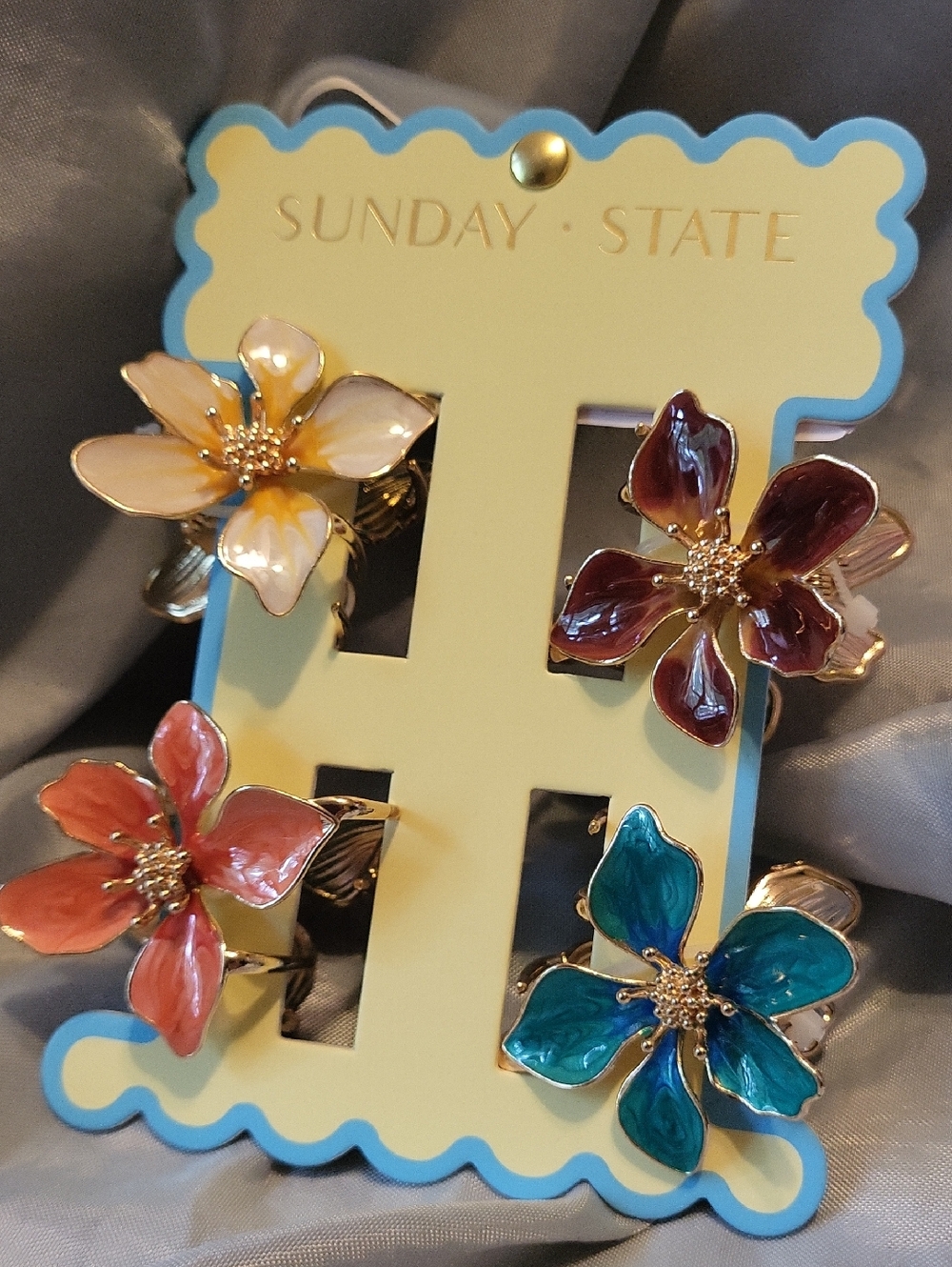 Sunday State Floral Hair Clips Set - Multicolor Brand New TL Rt LP